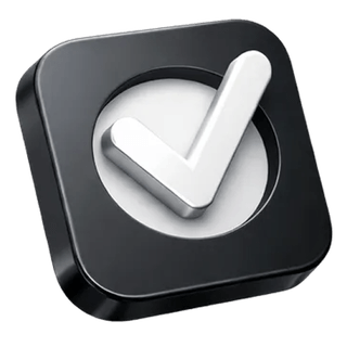 3D checkmark approval icon on the test dev about page